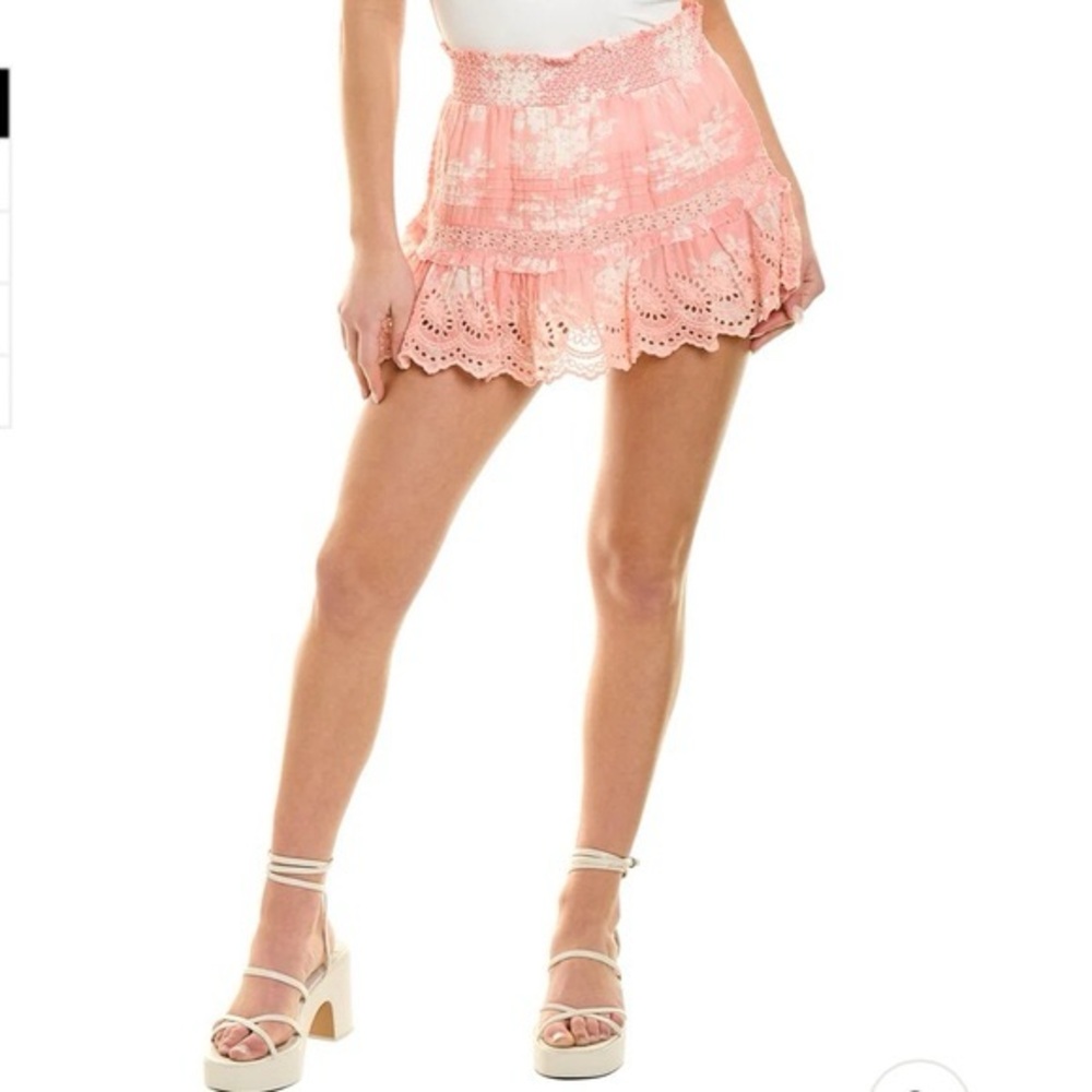 Loveshackfancy Jimena Mini Skirt In Coral Romance